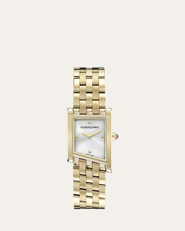 Ferragamo Asymetrique 22X36MM IP Yellow Gold Bracelet Watch